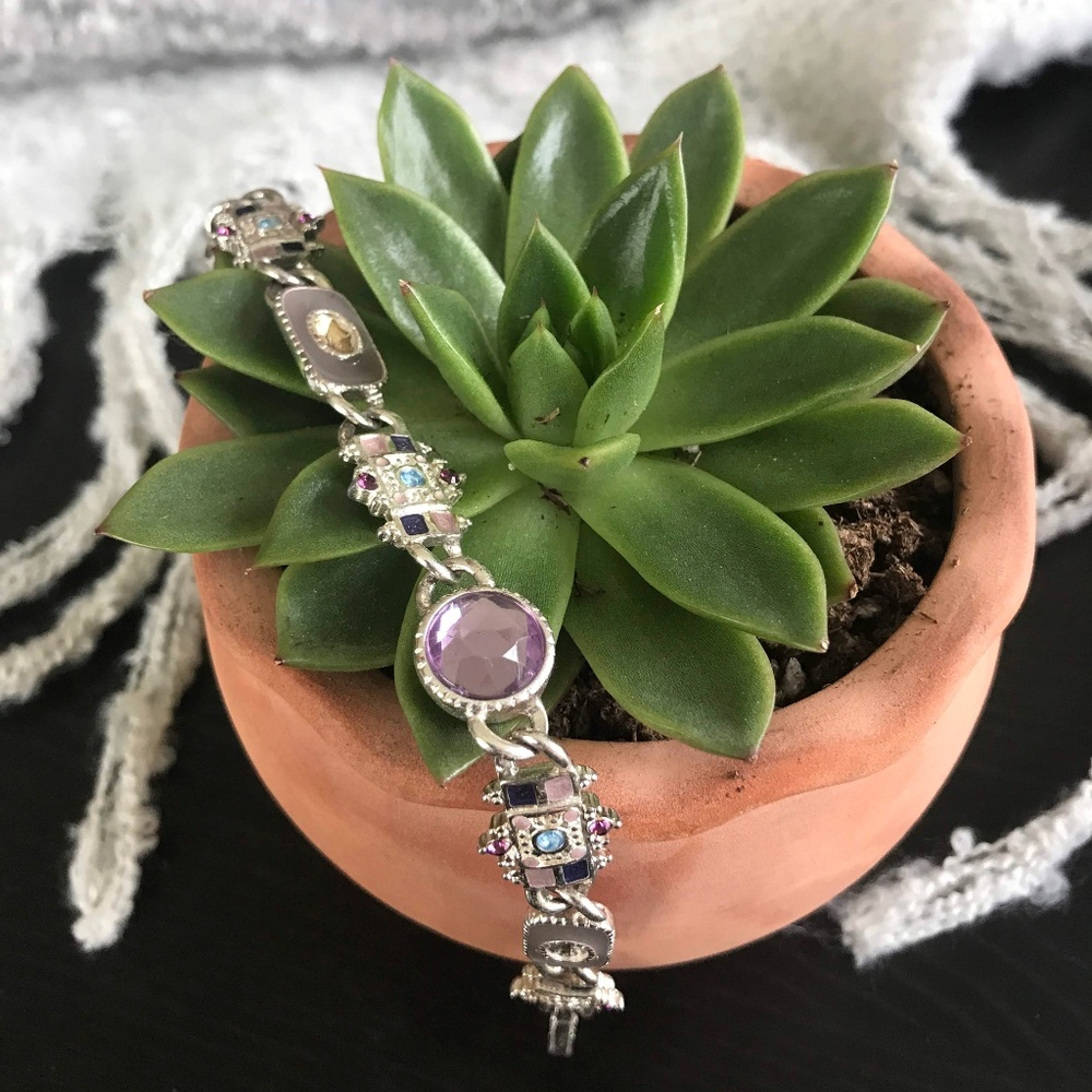 Silver Bracelet with Purple Accents